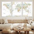 Animal World Map for Kids Room Decor