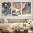 Abstract Blue and Gold Wall Art - Fluid Ink Artwork - Modern