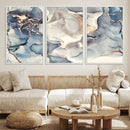 Abstract Blue and Gold Canvas Wall Art - Fluid Modern Ink