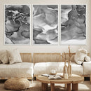 Black White Abstract Canvas Wall Art - Fluid Ink Artwork -
