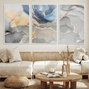 Large Abstract Blue and Gold Canvas Wall Art | Fluid Ink