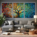 Yggdrasil Tree of Life Wall Art Print | Mosaic Style 3-Panel