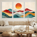Southwest Mountain Wall Art Canvas Print – Boho Triptych