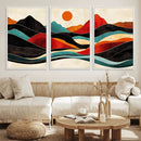 Western Wall Decor - Large Triptych Mountain Canvas - Boho