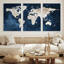Vintage World Map Canvas Wall Art - Framed Map Print for