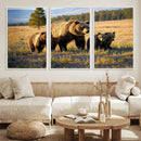 Grizzly Bear Family Wall Art Canvas Print – Majestic