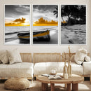 Yellow Rowboat Wall Art – Framed Tropical Shoreline Canvas by MyGreatCanvas | Canvas Wall Art Prints | Photo Prints & Wall Decor