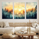 Sunrise Forest Wall Art – Framed Misty Pines Canvas Artwork by MyGreatCanvas | Canvas Wall Art Prints | Photo Prints & Wall Decor