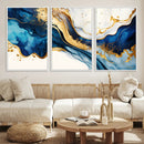 Blue Gold Flow Wall Art Canvas Print – Framed Marble Design by MyGreatCanvas | Canvas Wall Art Prints | Photo Prints & Wall Decor