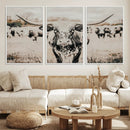 Texas Longhorn Wall Art Canvas Print – Framed Speckled Bull