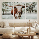 Texas Longhorn Wall Art Canvas Print – Framed Spotted Bull