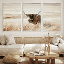 Texas Longhorn Wall Art Canvas Print – Framed Brown Horned