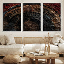 Dark Wood Ring Wall Art Canvas Print – Framed Abstract Tree