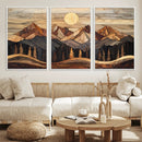Wood Mountain Wall Art Canvas Print – Framed Boho Abstract