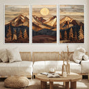 Wood Mountain Landscape Wall Art Canvas Print – Framed