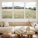 Charming Daisy Field Wall Art Canvas Print – Framed Pastel