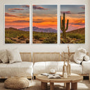 Saguaro Cactus Wall Art Canvas Print – Framed Arizona Sunset