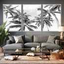 Black and White Palm Wall Art Canvas Print – Framed