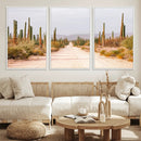 Desert Cactus Lined Road Wall Art Canvas Print – Framed by MyGreatCanvas | Canvas Wall Art Prints | Photo Prints & Wall Decor