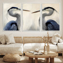 Blue Heron Pair Wall Art Canvas Print – Framed Coastal Bird