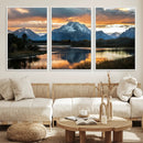 Mountain Sunset Wall Art Canvas Print – Framed Alpine