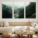 Misty Forest Wall Art Canvas Print – Framed Foggy River