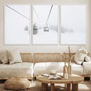 Ski Lift Wall Art Canvas Print – Snowy Alpine Landscape