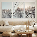 Frosty Pines Wall Art Canvas Print – Framed Cozy Cabin Ski
