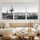 Saguaro Cactus Wall Art Canvas Print – Framed Monochrome