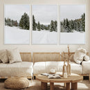 Frosty Pines Wall Art Canvas Print – Framed Silent Snowfall