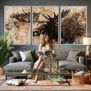 Moose Canvas Wall Art — Rustic Wildlife Painting Print | by MyGreatCanvas | Canvas Wall Art Prints | Photo Prints & Wall Decor