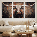 Rustic Longhorn Bull Wall Art Canvas Print – Vintage Western by MyGreatCanvas | Canvas Wall Art Prints | Photo Prints & Wall Decor