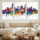 Atlanta Skyline Wall Art Canvas Print – Framed Colorful