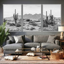 Black White Arizona Desert Canvas Wall Art Cactus Farmhouse