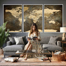 Large Framed Vintage World Map Wall Art Print for Home Wall