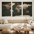 Vintage World Map Canvas Wall Art – Framed Travel Map for by MyGreatCanvas | Canvas Wall Art Prints | Photo Prints & Wall Decor
