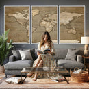 World Map Wall Art Canvas Print, Framed Map Art Picture