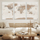 Framed Large World Map Canvas Print for Office Decor by MyGreatCanvas | Canvas Wall Art Prints | Photo Prints & Wall Decor
