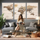 World Map Canvas Print – Framed Detailed Map of the World