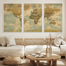 Vintage World Map Wall Art Canvas Print, Detailed World Map