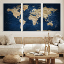 World Map Canvas Print – Framed Travel Map Wall Art for