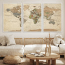 Framed World Map Wall Art for Home and Office Decor