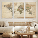 Framed World Map Wall Art for Home and Office Decor