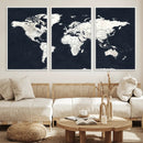 Black World Map Wall Art Canvas Print for Home Office and by MyGreatCanvas | Canvas Wall Art Prints | Photo Prints & Wall Decor