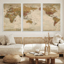 Vintage Detailed World Map Wall Art Canvas Print – Antique