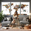 Watercolor World Map Canvas Print – Detailed Map of the