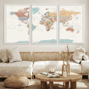 Pastel Colors World Map Wall Art Canvas Print by MyGreatCanvas | Canvas Wall Art Prints | Photo Prints & Wall Decor