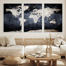 Vintage World Map Canvas Wall Art – Antique Triptych Map