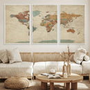 World Map Wall Art Canvas Print, Framed Rustic Atlas Art by MyGreatCanvas | Canvas Wall Art Prints | Photo Prints & Wall Decor