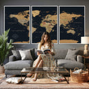 Framed Large World Map Wall Art Canvas Print – Stunning